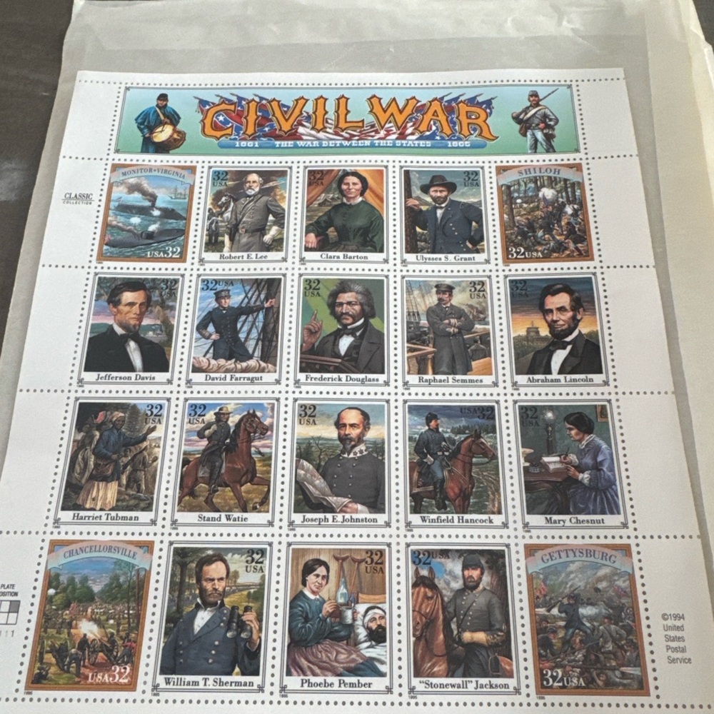 Civil War Commemorative Stamp Sheet